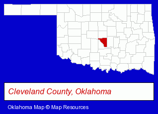 Oklahoma map, showing the general location of Marjorie Kovich School of Ballet