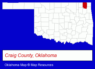 Oklahoma map, showing the general location of Cabin Creek RV