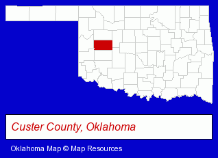 Oklahoma map, showing the general location of Custer City Farmers Cooperative