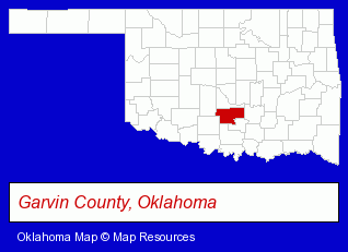 Oklahoma map, showing the general location of Pauls Valley National Bank