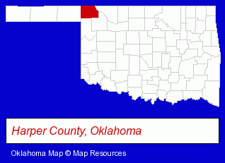 Oklahoma map, showing the general location of Woolly Bison Inn
