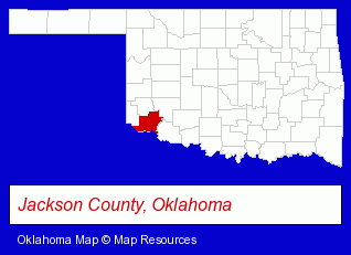 Oklahoma map, showing the general location of Blair Public Schools