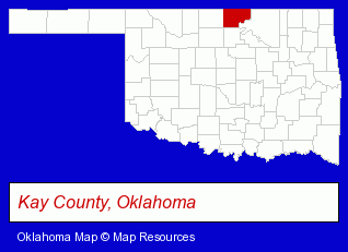 Oklahoma map, showing the general location of Baumert Cummings Hiatt