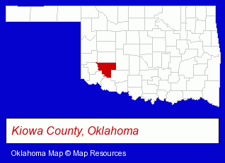 Oklahoma map, showing the general location of MTN View-Gotebo Public Schools - Elementary Shcool