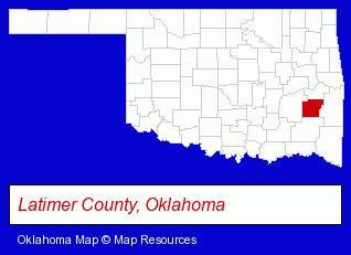 Oklahoma map, showing the general location of Eastern Oklahoma State College