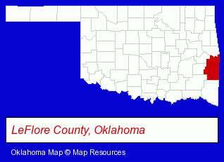 Oklahoma map, showing the general location of Heavener Public Schools