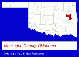 Oklahoma map, showing the general location of Greenleaf State Park