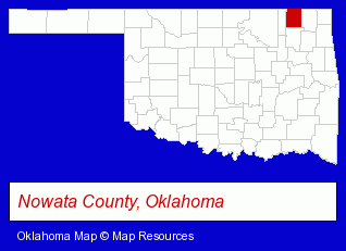 Oklahoma map, showing the general location of Grand Lake Mental Health Center