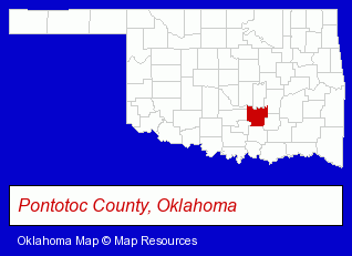 Oklahoma map, showing the general location of Central Oklahoma Dance Center
