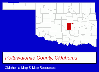 Oklahoma map, showing the general location of Area Prevention Resource Center