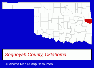 Oklahoma map, showing the general location of National Bank of Sallisaw