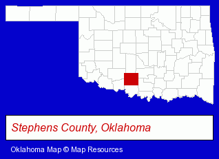 Oklahoma map, showing the general location of Duncan Golf And Tennis Club