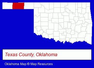 Oklahoma map, showing the general location of Olive Warner Memorial Library