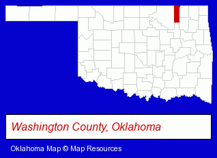 Oklahoma map, showing the general location of Doenges Bartlesville