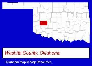 Oklahoma map, showing the general location of Western Welding