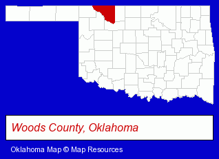 Oklahoma map, showing the general location of Community Bank