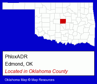 Oklahoma counties map, showing the general location of PhloxADR