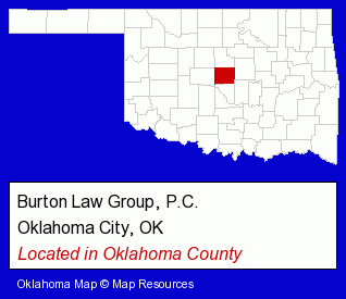 Oklahoma counties map, showing the general location of Burton Law Group, P.C.