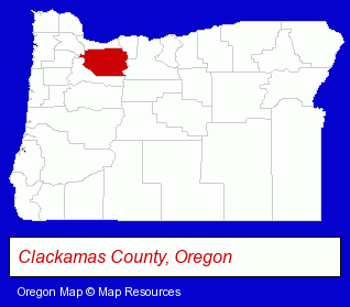 Oregon map, showing the general location of MT Hood Rock Products