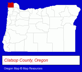Oregon map, showing the general location of Seaside Candyman
