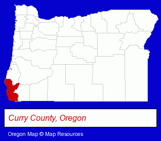Oregon map, showing the general location of South Coast Lumber Company
