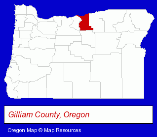 Oregon map, showing the general location of Condon Grade School