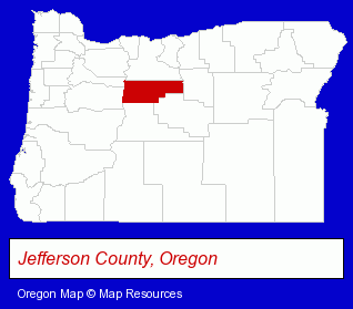 Oregon map, showing the general location of Jefferson County ESD