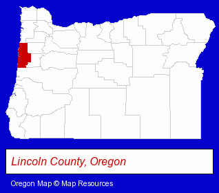 Oregon map, showing the general location of Depoe Bay Aquarium