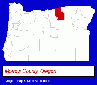 Oregon map, showing the general location of Boardman Foods Inc