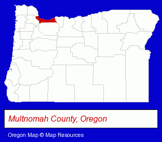 Oregon map, showing the general location of Portland Nursery