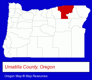 Oregon map, showing the general location of Eastern Oregon Telecom