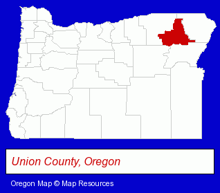 Oregon map, showing the general location of Mountain Valley Therapy