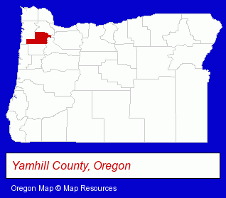 Oregon map, showing the general location of Betty Lou's Inc