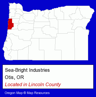 Oregon counties map, showing the general location of Sea-Bright Industries