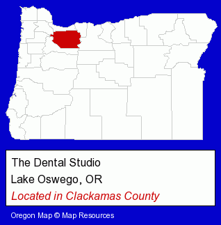 Oregon counties map, showing the general location of The Dental Studio
