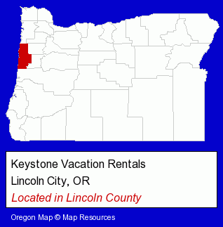 Oregon counties map, showing the general location of Keystone Vacation Rentals