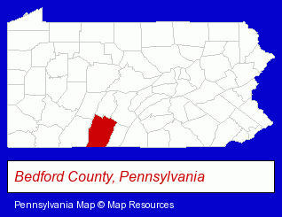 Pennsylvania map, showing the general location of Everett Free Library