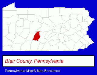 Pennsylvania map, showing the general location of Tom & Joe's Restaurant