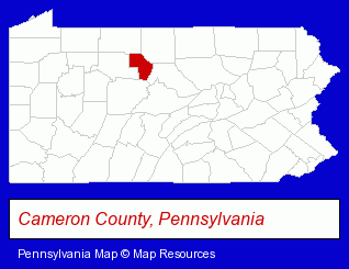 Pennsylvania map, showing the general location of Crowell Machine Company
