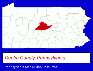 Pennsylvania map, showing the general location of Nittany Budget Motel