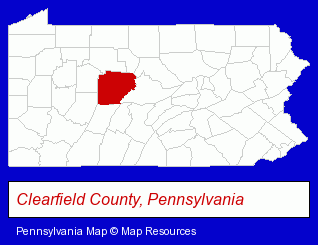 Pennsylvania map, showing the general location of Mahoning Outdoor Furnaces
