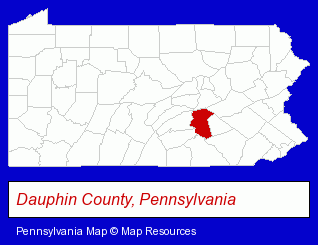 Pennsylvania map, showing the general location of Exhibit Studios Inc