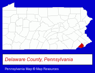Pennsylvania map, showing the general location of Genuardi Roofing & Siding