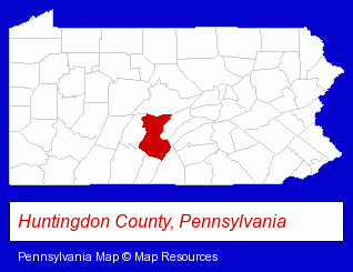 Pennsylvania map, showing the general location of Dively's Garage