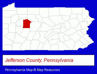 Pennsylvania map, showing the general location of Brookville Veterinary Hospital