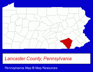 Pennsylvania map, showing the general location of Postal Connections
