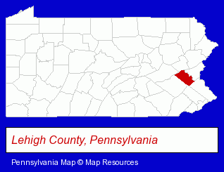 Pennsylvania map, showing the general location of Walnutport Door Co.