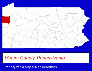 Pennsylvania map, showing the general location of Buckeye Hone Company
