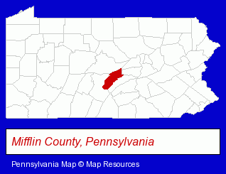 Pennsylvania map, showing the general location of Lash Motors