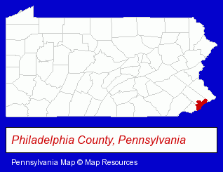 Pennsylvania map, showing the general location of Campbell Thomas & Company